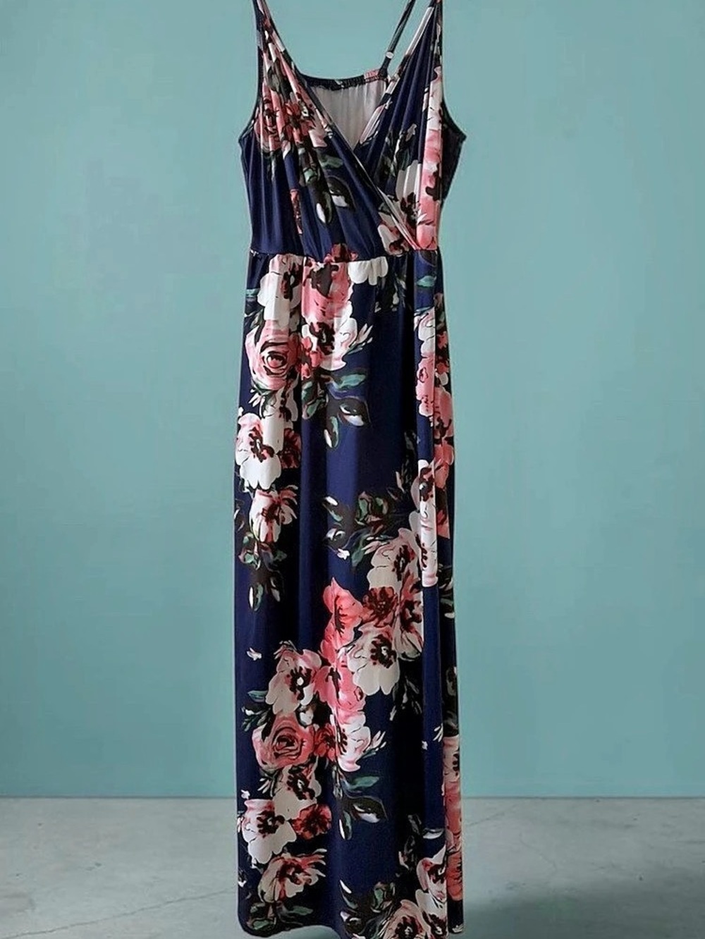 Floral Maxi Dress in Blue & Pink Like New